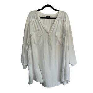 Torrid Harper Georgette Pullover 3/4 Sleeve Blouse White Size 5